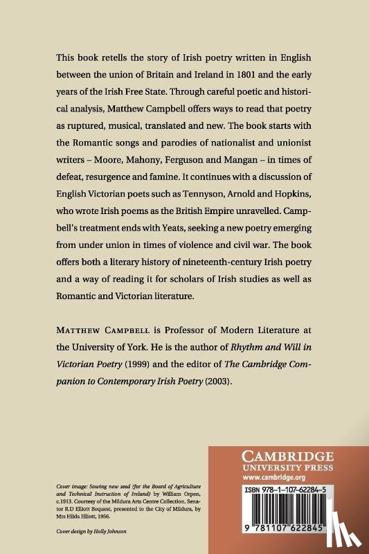 Campbell, Matthew (University of York) - Irish Poetry under the Union, 1801–1924