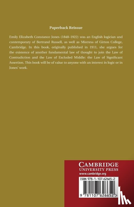 Jones, E. E. Constance - A New Law of Thought and its Logical Bearings
