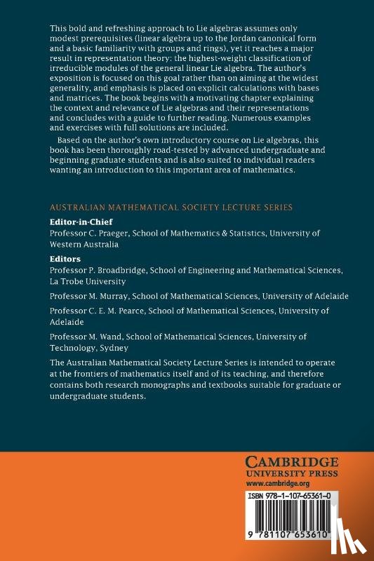 Henderson, Anthony (University of Sydney) - Representations of Lie Algebras