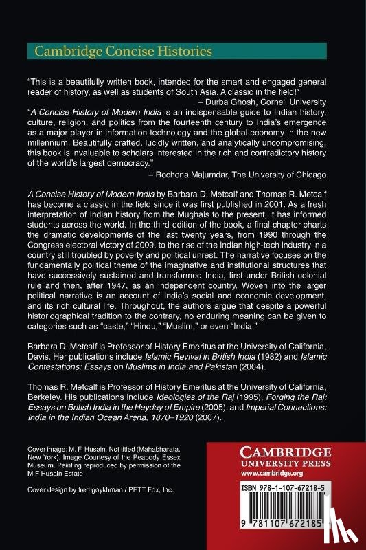Metcalf, Barbara D. (Professor Emerita, Metcalf, Thomas R. (Professor Emeritus - A Concise History of Modern India