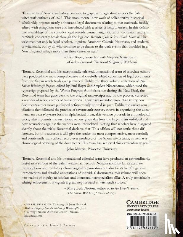 Rosenthal, Bernard - Records of the Salem Witch-Hunt