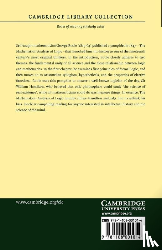 Boole, George - The Mathematical Analysis of Logic