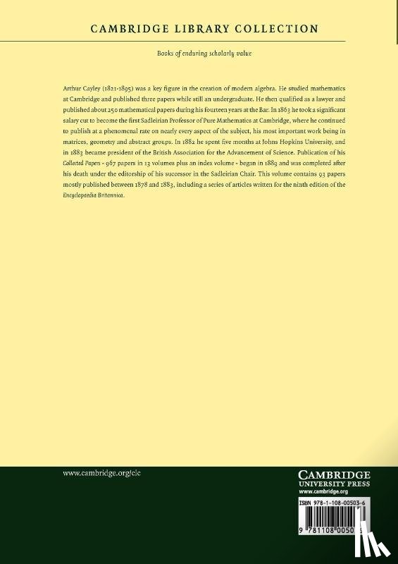 Arthur Cayley - The Collected Mathematical Papers