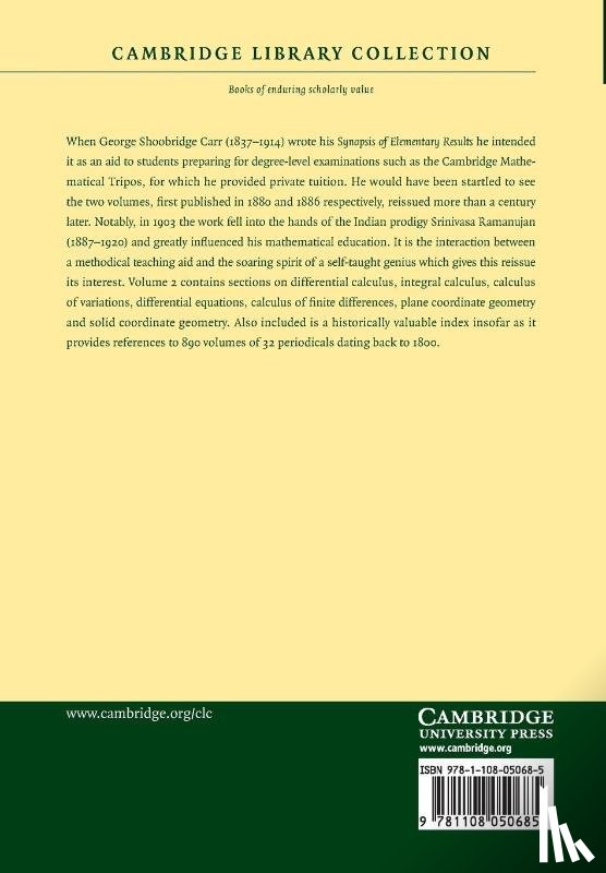 Carr, George Shoobridge - A Synopsis of Elementary Results in Pure and Applied Mathematics: Volume 2