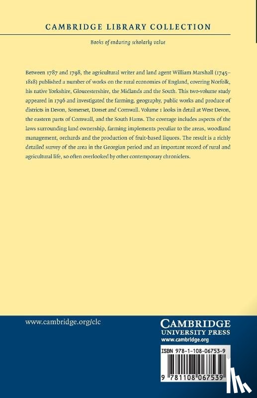 Marshall, William - The Rural Economy of the West of England: Volume 1