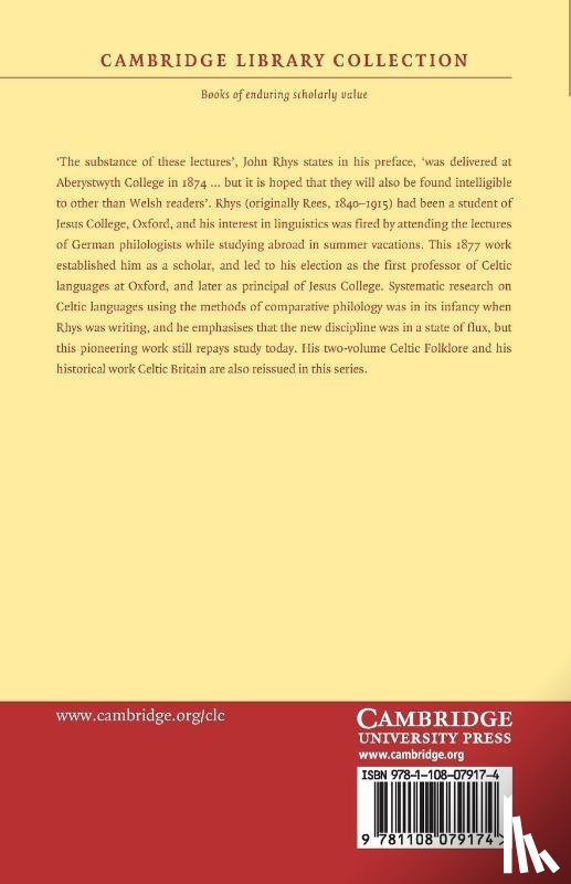 Rhys, John - Lectures on Welsh Philology