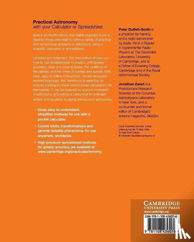 Duffett-Smith, Peter (University of Cambridge), Zwart, Jonathan (Columbia University - Practical Astronomy with your Calculator or Spreadsheet