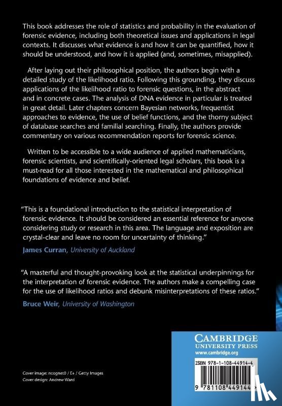 Meester, Ronald (Vrije Universiteit, Slooten, Klaas (Vrije Universiteit - Probability and Forensic Evidence