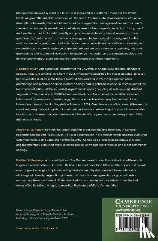 Wilson, J. Bastow (University of Otago, Agnew, Andrew D. Q. (Aberystwyth University), Roxburgh, Stephen H. (Commonwealth Scientific and Industrial Research Organisation - The Nature of Plant Communities