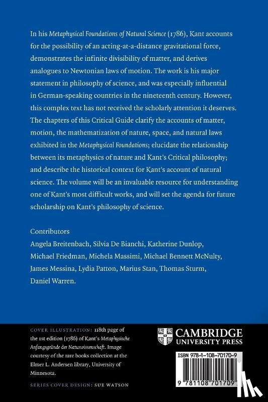  - Kant's Metaphysical Foundations of Natural Science
