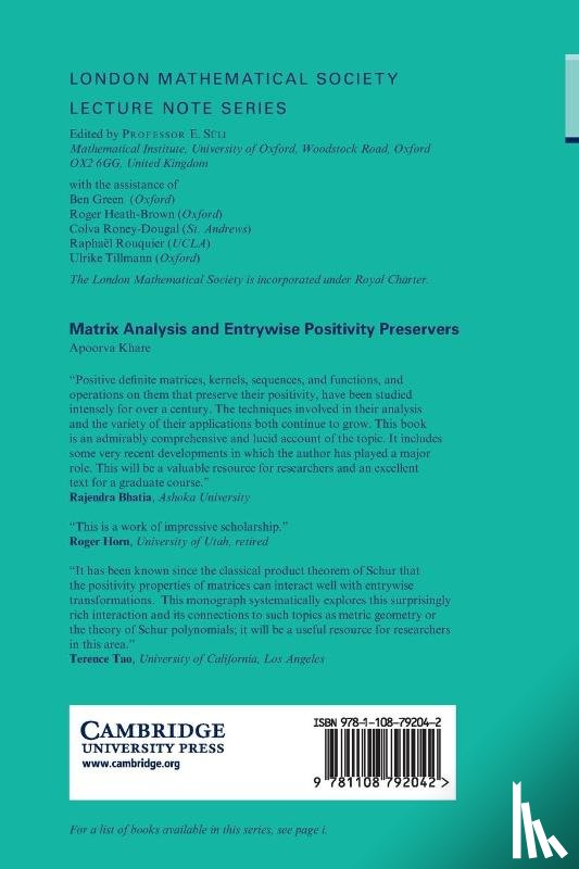 Khare, Apoorva (Indian Institute of Science - Matrix Analysis and Entrywise Positivity Preservers