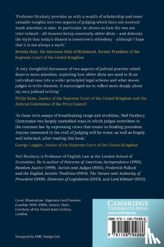 Duxbury, Neil (London School of Economics and Political Science) - The Intricacies of Dicta and Dissent