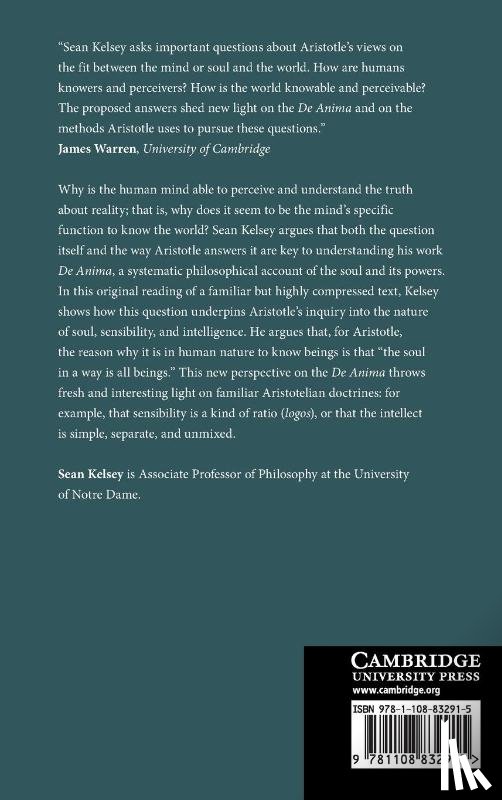Kelsey, Sean (University of Notre Dame - Mind and World in Aristotle's De Anima