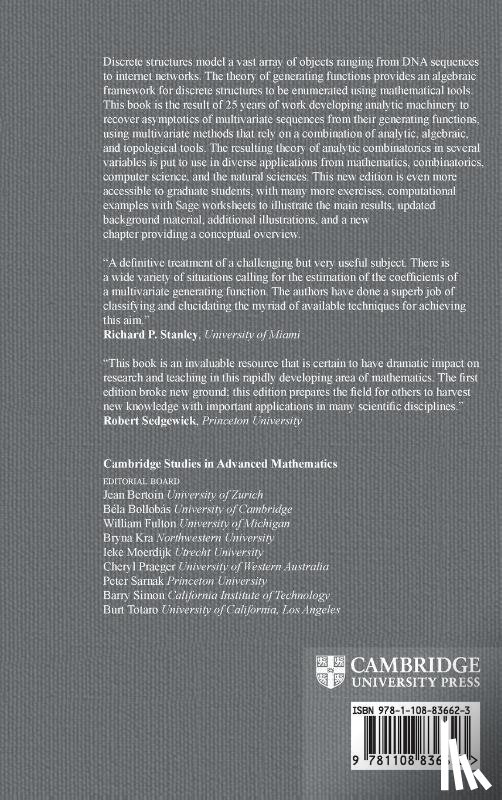 Pemantle, Robin (University of Pennsylvania), Wilson, Mark C. (University of Massachusetts, Melczer, Stephen (University of Waterloo - Analytic Combinatorics in Several Variables