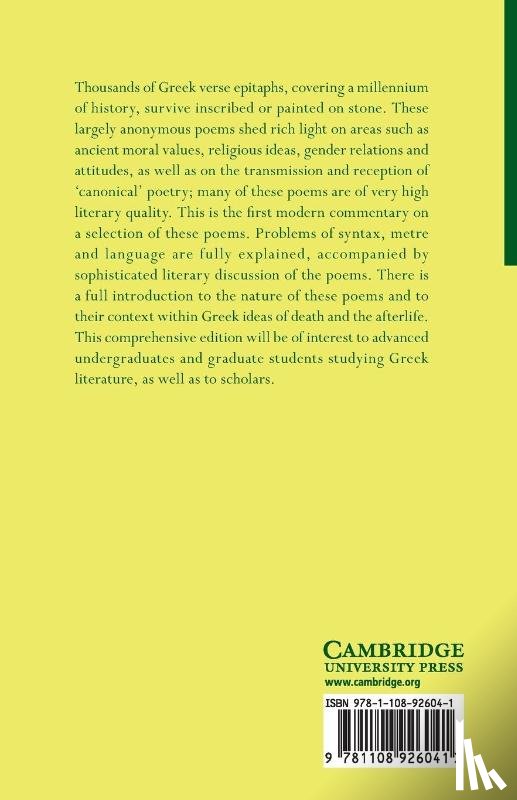  - Greek Epitaphic Poetry