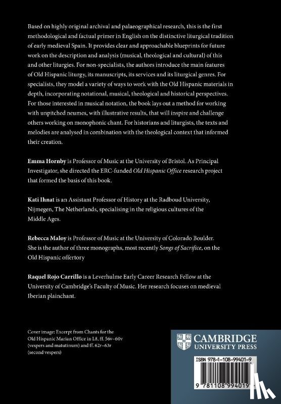 Hornby, Emma (University of Bristol), Ihnat, Kati (Radboud Universiteit Nijmegen), Maloy, Rebecca (University of Colorado Boulder), Rojo Carrillo, Raquel (University of Cambridge) - Understanding the Old Hispanic Office