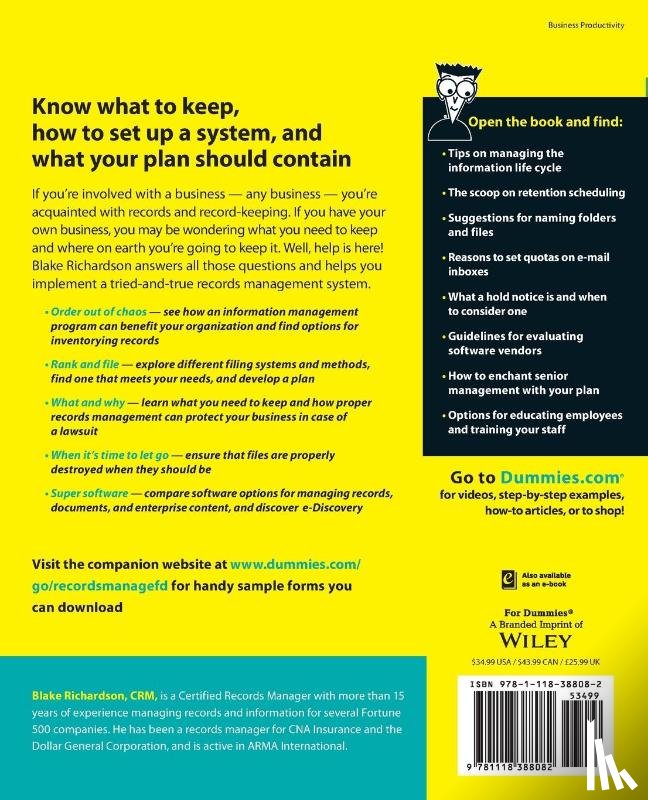 Blake Richardson, CRM - Records Management For Dummies