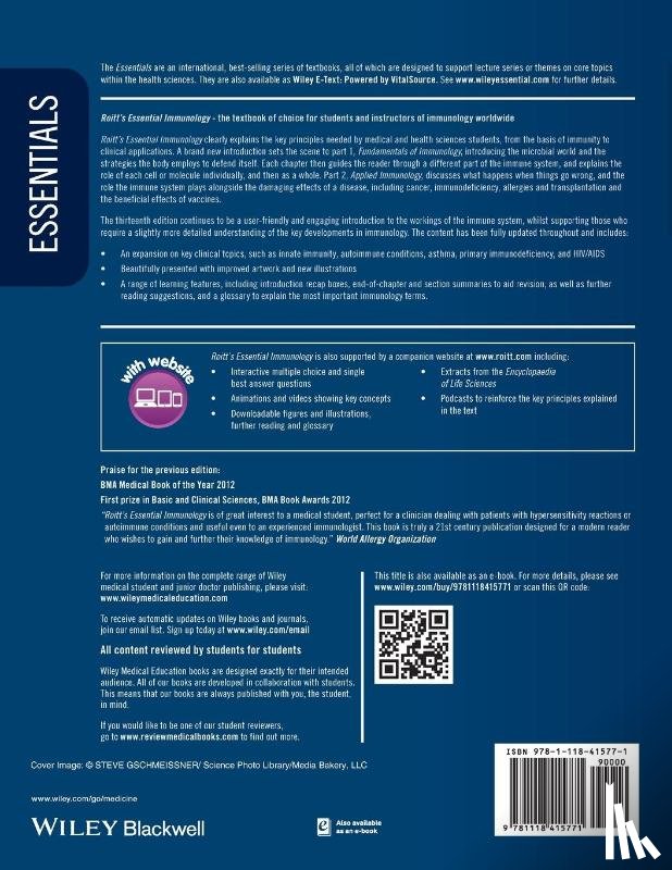 Delves, Peter J. (UCL Medical School, Martin, Seamus J. (Trinity College, Burton, Dennis R. (The Scripps Research Institute, Roitt, Ivan M. (Royal Free & University College Medical School) - Roitt's Essential Immunology