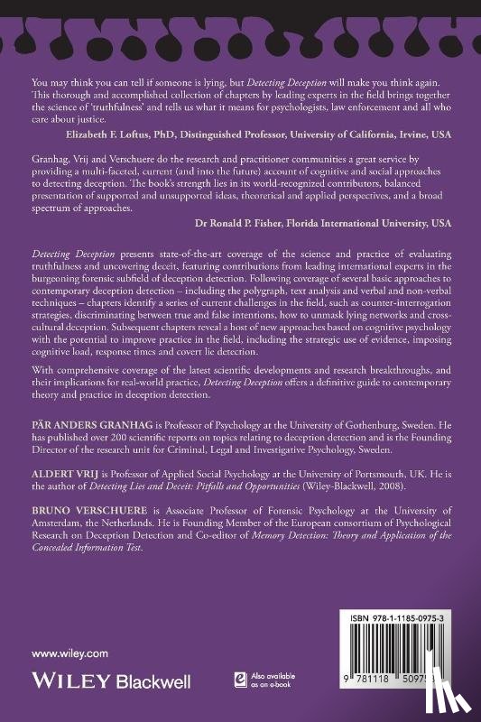 Granhag, Par Anders, Vrij, Aldert (University of Portsmouth, Verschuere, Bruno - Detecting Deception