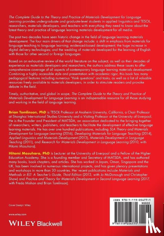 Tomlinson, Brian (Anaheim University, Masuhara, Hitomi (Liverpool University - The Complete Guide to the Theory and Practice of Materials Development for Language Learning