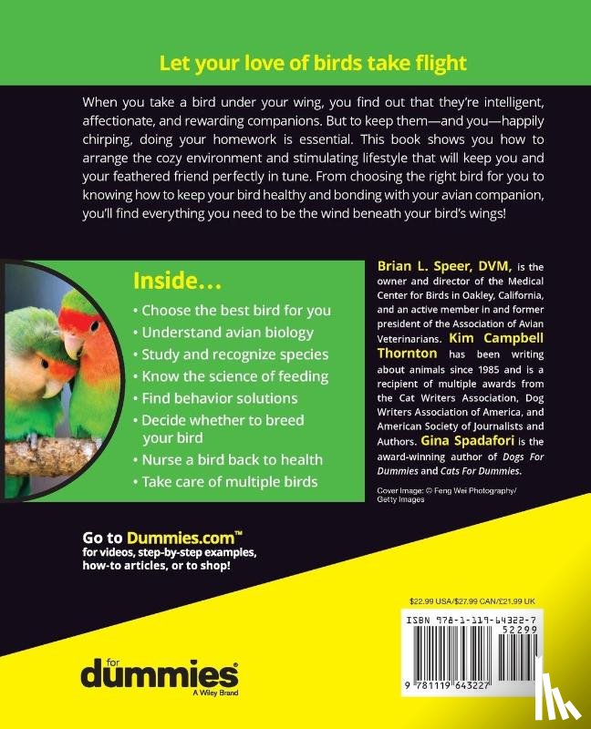 Speer, Brian L., Campbell Thornton, Kim, Spadafori, Gina - Birds For Dummies