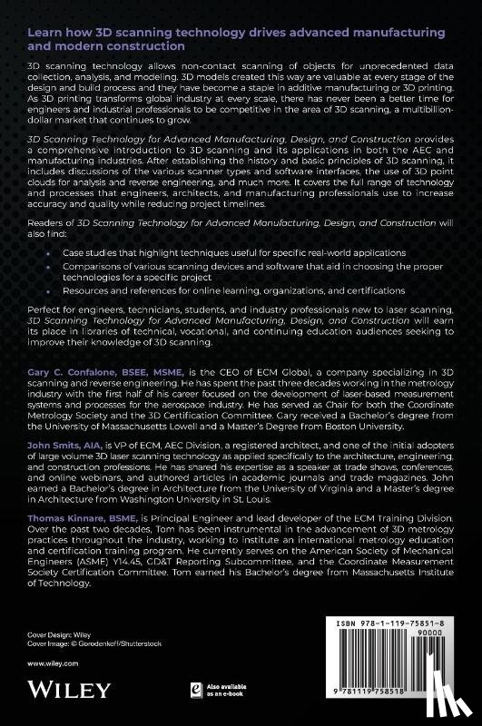 Confalone, Gary C. (University of Massachusetts; Boston University), Smits, John (University of Virginia; Washington University, Kinnare, Thomas (Massachusetts Institute of Technology) - 3D Scanning for Advanced Manufacturing, Design, and Construction