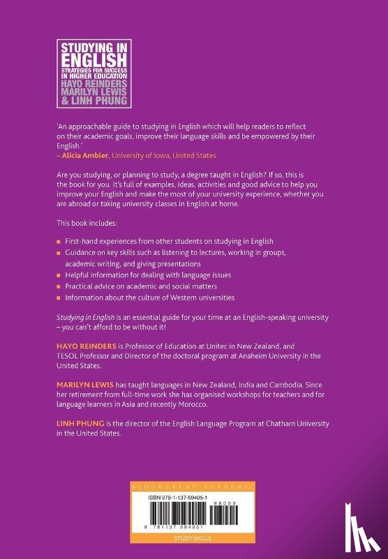 Reinders, Dr Hayo (King Mongkuts University of Technology T, Phung, Linh (Chatham University, Lewis, Marilyn (Auckland - Studying in English