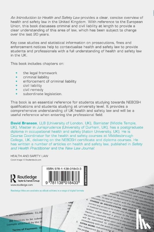 Branson, David - An Introduction to Health and Safety Law