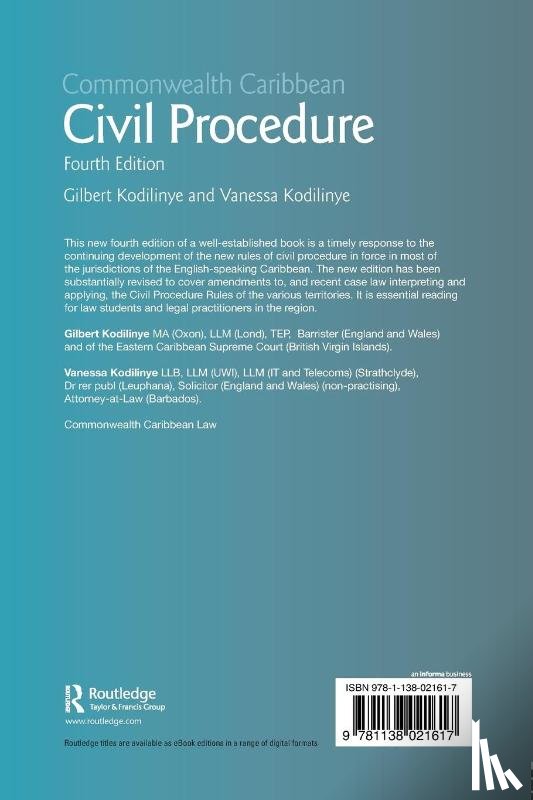 Kodilinye, Gilbert (University of the West Indies, Kodilinye, Vanessa - Commonwealth Caribbean Civil Procedure