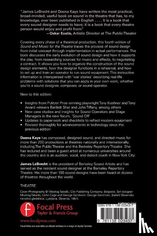 Kaye, Deena, LeBrecht, James - Sound and Music for the Theatre