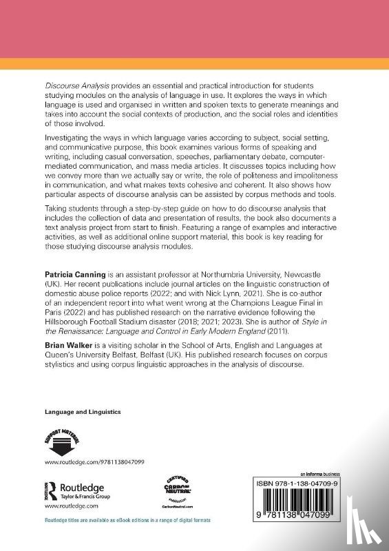 Canning, Patricia, Walker, Brian (University of Huddersfield - Discourse Analysis