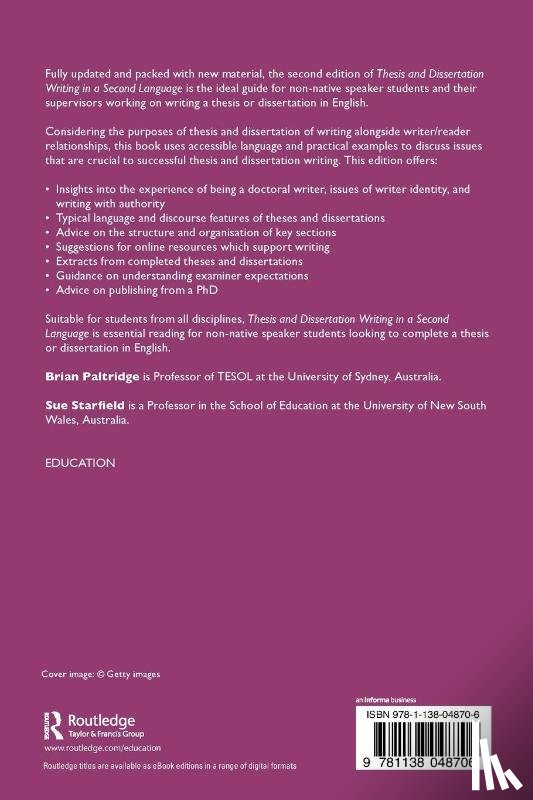 Paltridge, Brian, Starfield, Sue - Thesis and Dissertation Writing in a Second Language