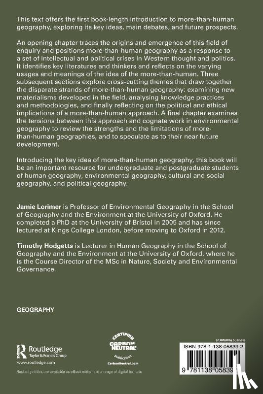 Lorimer, Jamie (University of Oxford, Hodgetts, Timothy - More-than-Human