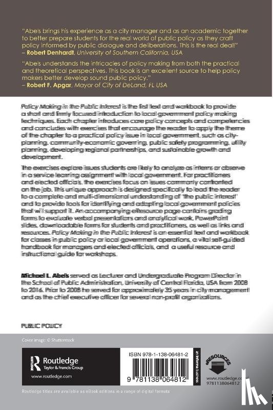 Abels, Michael L. - Policy Making in the Public Interest