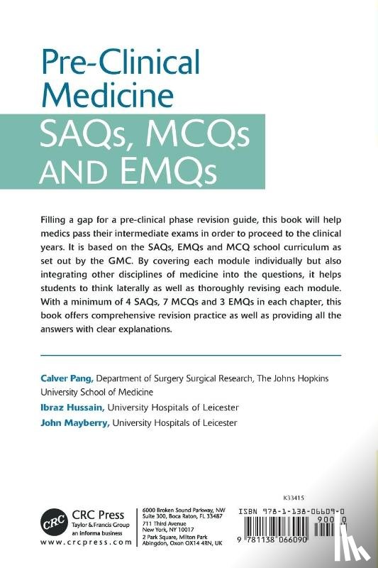 Pang, Calver, Hussain, Ibraz, Mayberry, John - Pre-Clinical Medicine