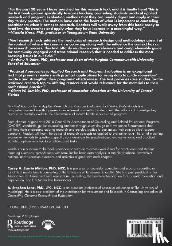 Lenz, A. Stephen (Texas A&M University-Corpus Christi, Barrio Minton, Casey A. (University of Tennessee–Knoxville - Practical Approaches to Applied Research and Program Evaluation for Helping Professionals