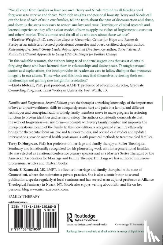 Hargrave, Terry D. (Fuller Theological Seminary, Zasowski, Nicole E. (Greenwich Center for Hope and Renewal - Families and Forgiveness