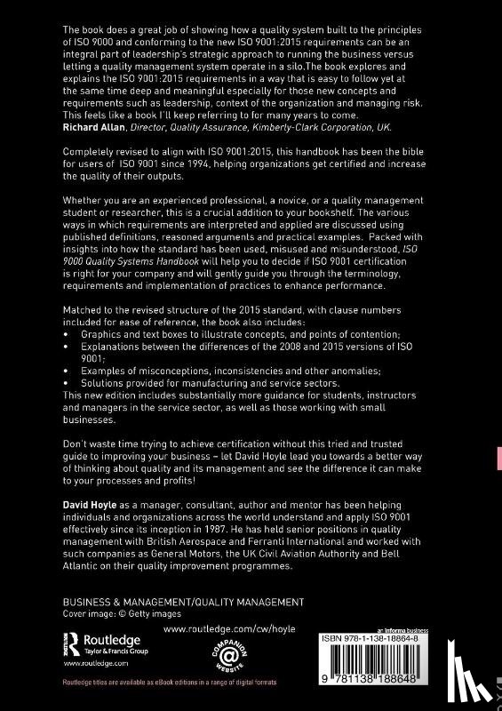 Hoyle, David - ISO 9000 Quality Systems Handbook-updated for the ISO 9001: 2015 standard