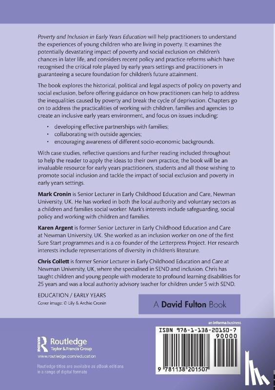 Cronin, Mark (Newman University, Argent, Karen (Newman University, Collett, Chris (Newman University - Poverty and Inclusion in Early Years Education