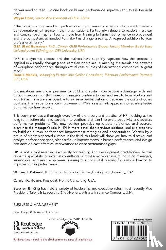Rothwell, William J., Hohne, Carolyn K. (Hohne Consulting LLC, King, Stephen B. - Human Performance Improvement