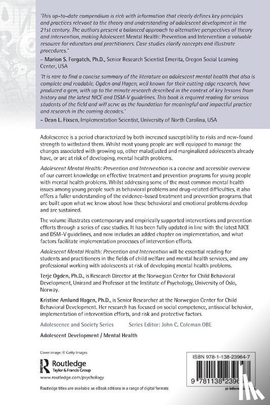 Ogden, Terje, Hagen, Kristine Amlund (Chq 3461 returned in post) - Adolescent Mental Health