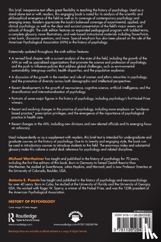 Wertheimer, Michael (University of Colorado at Boulder, Puente, Antonio E. (University of North Carolina - A Brief History of Psychology