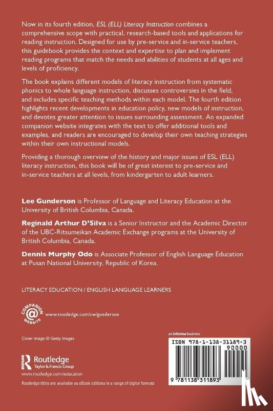 Gunderson, Lee (University of British Columbia, D'Silva, Reginald Arthur (University of British Columbia, Murphy Odo, Dennis (Pusan National University - ESL (ELL) Literacy Instruction