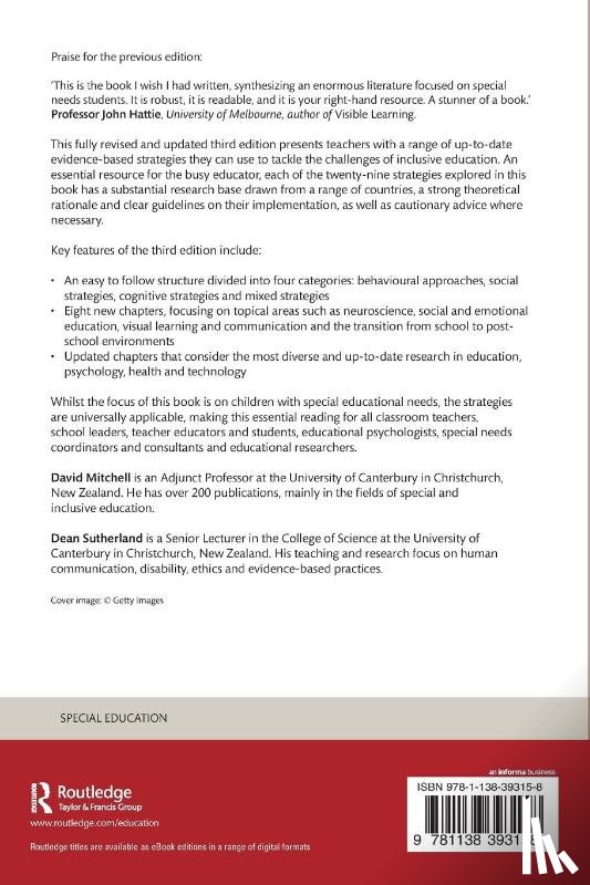 Mitchell, David (Canterbury Christchurch University, Sutherland, Dean (University of Canterbury - What Really Works in Special and Inclusive Education