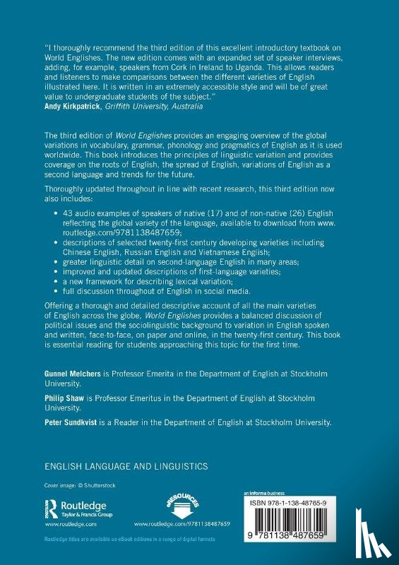 Melchers, Gunnel (University of Stockholm, Shaw, Philip (University of Stockholm, Sundkvist, Peter (Stockholm University - World Englishes