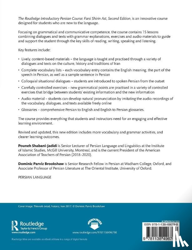 Shabani-Jadidi, Pouneh (McGill University, Brookshaw, Dominic Parviz (University of Manchester - The Routledge Introductory Persian Course