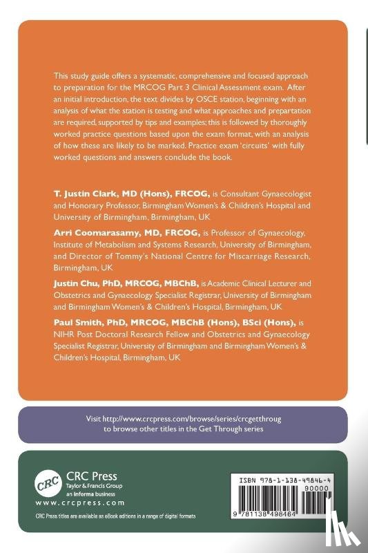 Clark, T. Justin (Birmingham Women's Hospital, Coomarasamy, Arri (The University of Birmingham and Birmingham Women's and Children's Hospital, Chu, Justin (University of Birmingham and Birmingham Women's and Children's Hospital - Get Through MRCOG Part 3