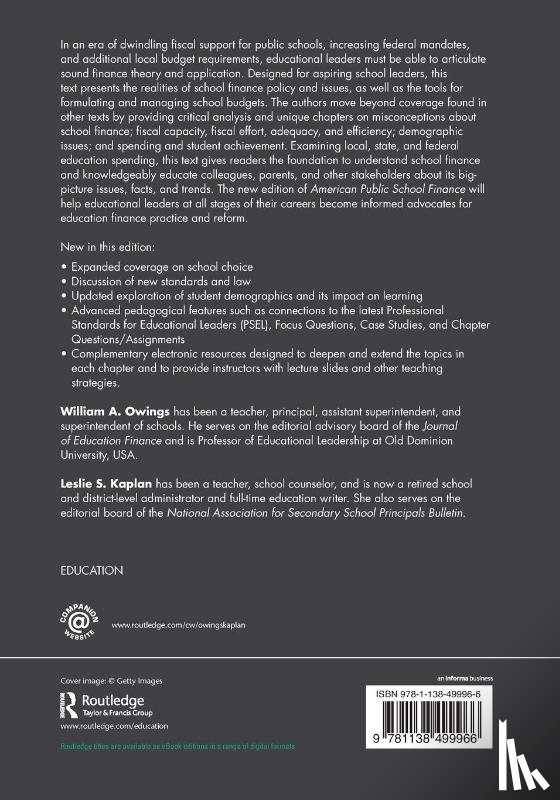 Owings, William A. (Old Dominion University, Kaplan, Leslie S. - American Public School Finance