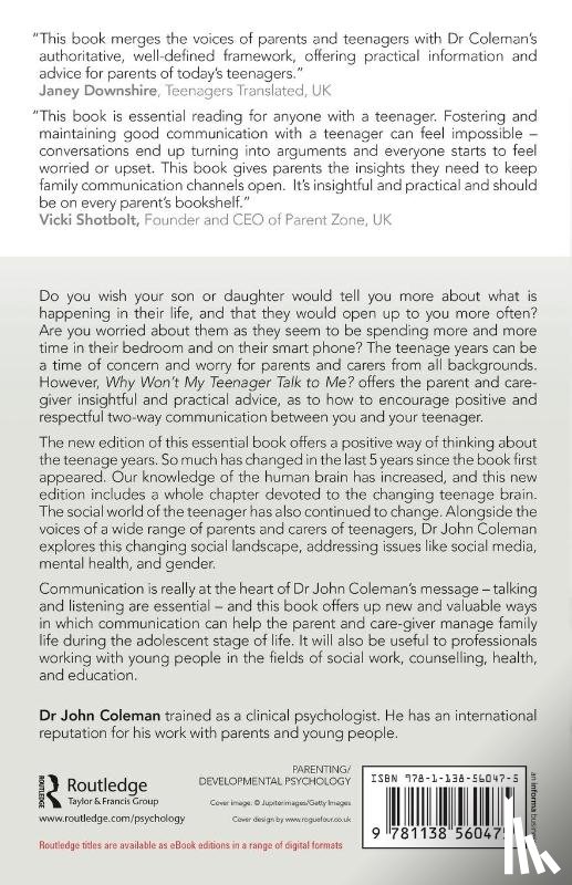 Coleman, John (Oxford University - Why Won't My Teenager Talk to Me?