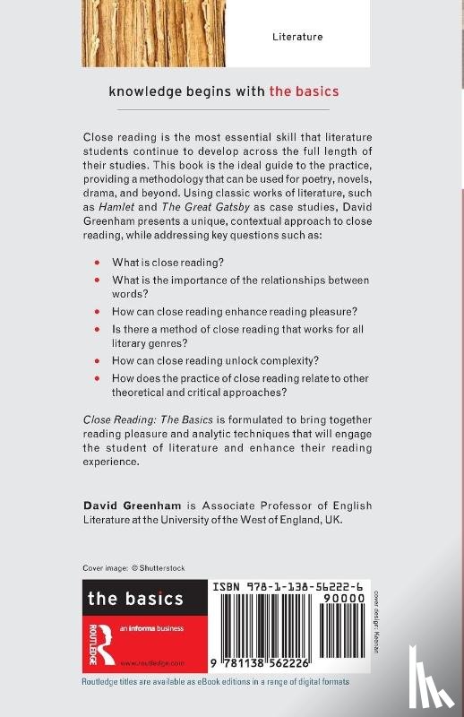Greenham, David - Close Reading: The Basics